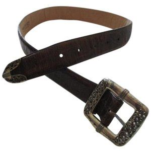 *Brighton Brown Vintage Croc Silver Hardware Belt